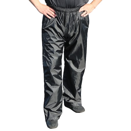 Rps Outdoors Rain Pants, Nylon with Polyester Coating, Pull On Closure, Black, Size Mens L 51-103-15